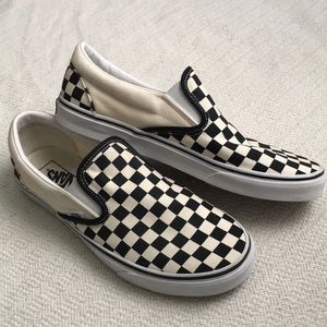 EUC Vans Classic checkerboard slip on